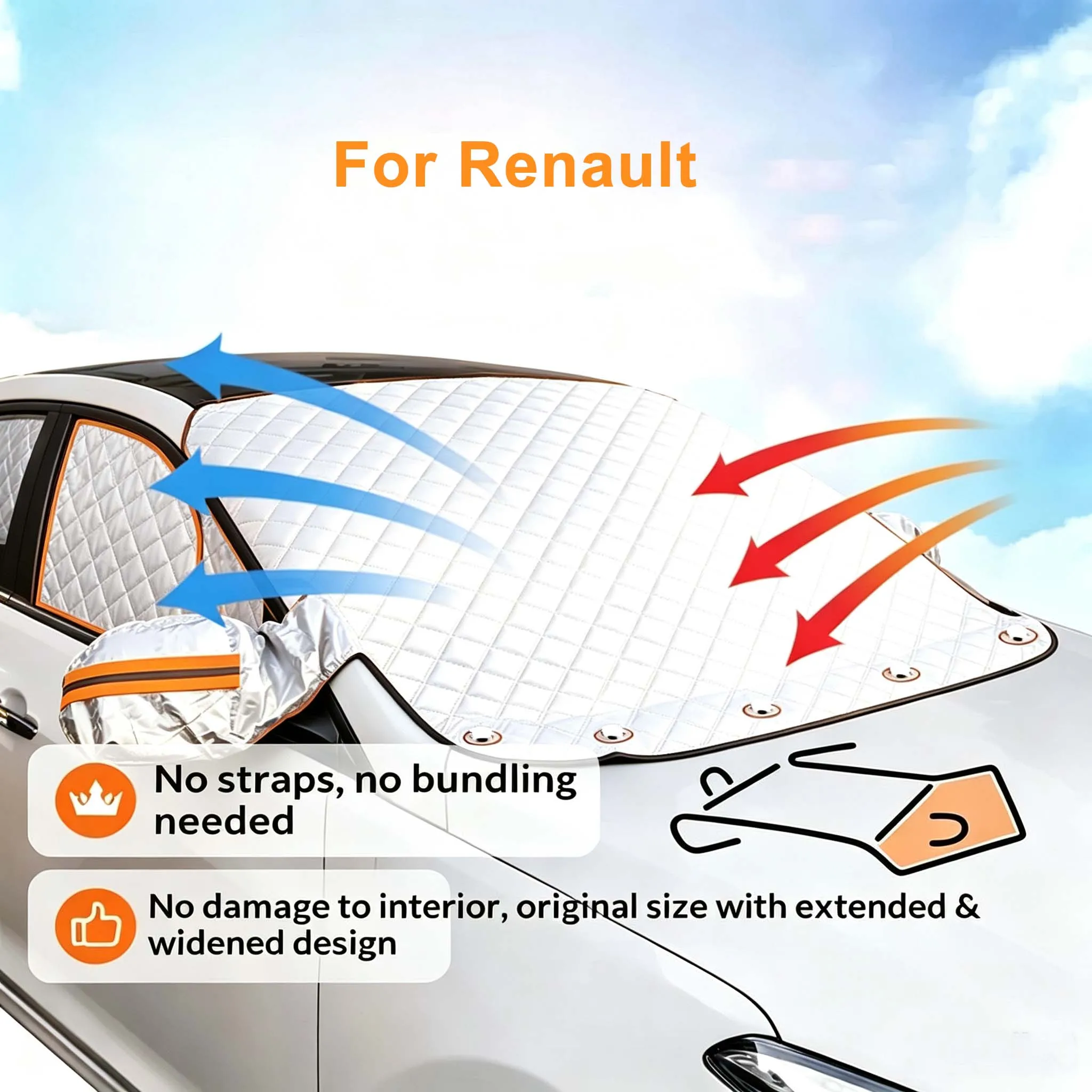 FUNDUOO For Renault MEGANE 3 Renault Floes 2010 -2017 Magnetic Car Windshield Sunshades Extra Thick Snow Ice Cover Protection