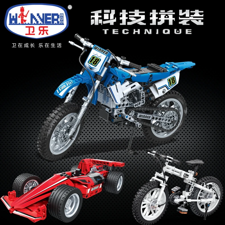 Wei Le-Motocicleta Mecânica Infantil Puzzle, Bloco de Construção, Montagem Tecnológica, Brinquedo Educativo, Carro Pequeno, Menino