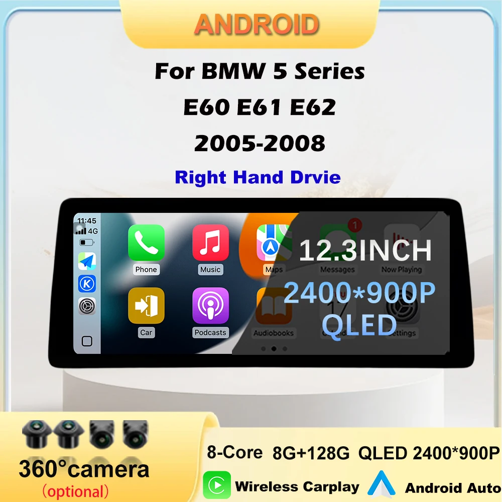 Автомобильный видеомультимедийный плеер для правой руки Drvie BMW 5 серии E60 E61 E62 2005-2008 CCC CIC System Android 16 GPS-навигация DVR