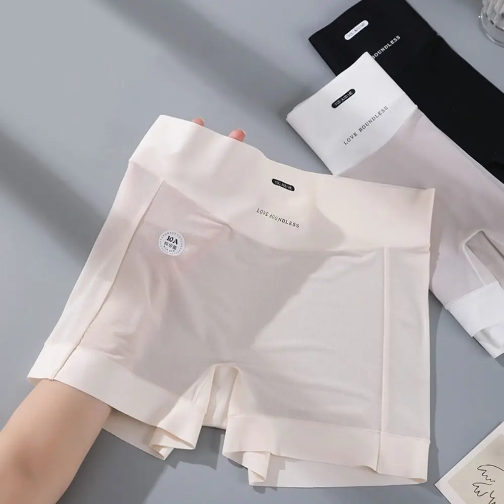 

Fashion Thin Ice Silk Panties Cotton Crotch Large Size Seamless Safety Short Pants Underpants Underwear Women's Briefs Gifts