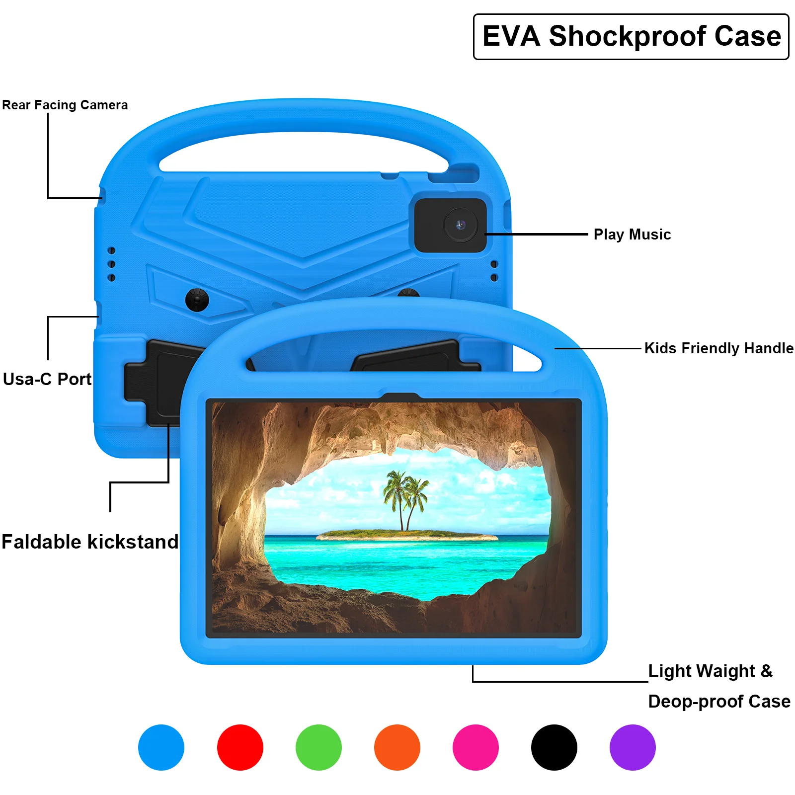 Kids Cute EVA Tablet Case For Huawei MatePad SE 11 2024 11.0inch Model AGS6-W00 With Portable Hand Holder Stand Cover Shockproof