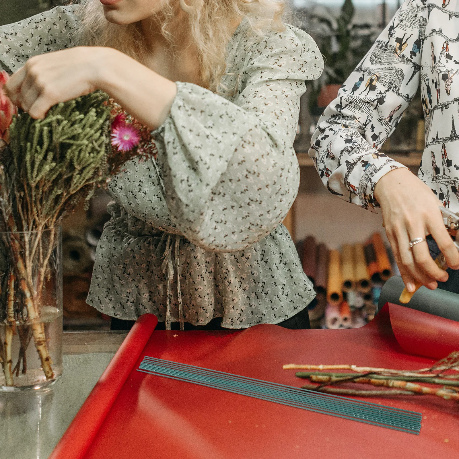 1 مجموعة روز زهرة التواء عصا DIY المواد حزمة انحناء سلك ينبع فو الأزهار الشريط الحرفية لوازم روز ينبع