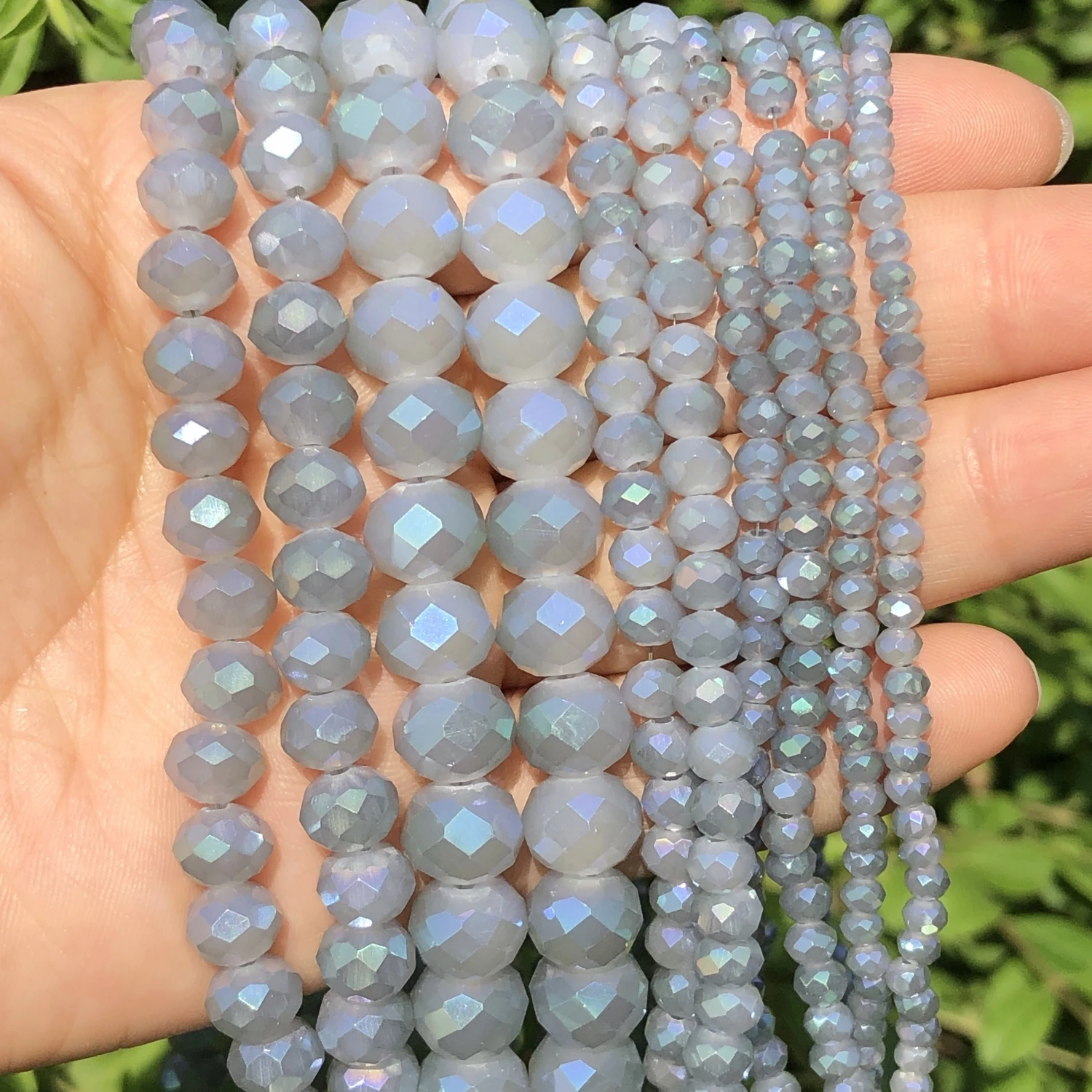 High Quality Faceted AB Gray Rondelle Austria Crystal Glass Beads Wheel Loose Spacer Beads For DIY Jewelry Making Accessories