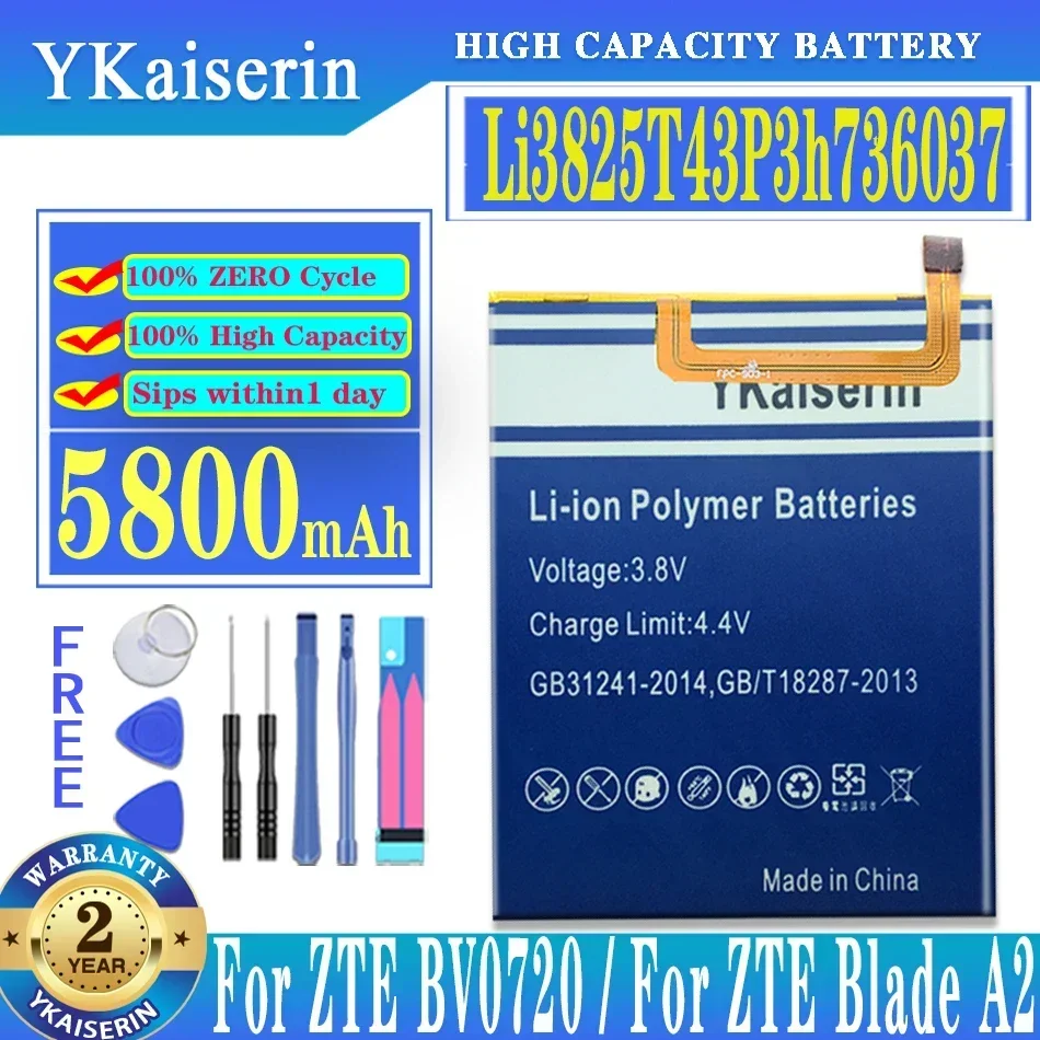 

Аккумулятор YKaiserin 5800 мАч для ZTE Blade A2 V7 Lite V7Lite Dual SIM BV0720 Li3825T43P3h 736037 Батарейка для мобильного телефона