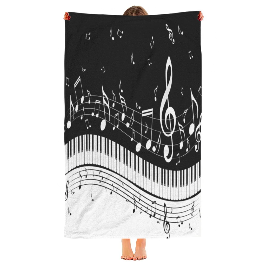 black and white piano music notes Men Women Swim Trunks Quick Dry Beach Shorts Board Shorts Swimwear Bathing Suits