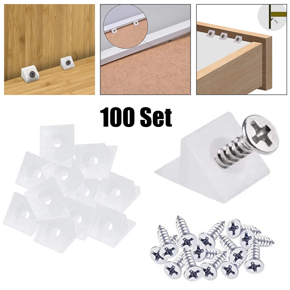 100 X Repair Fixing Drawer Chest Bottom Sagging Support Mending Wedge Screw Home Hardware Bracket  Bevel Plate Support In Stock