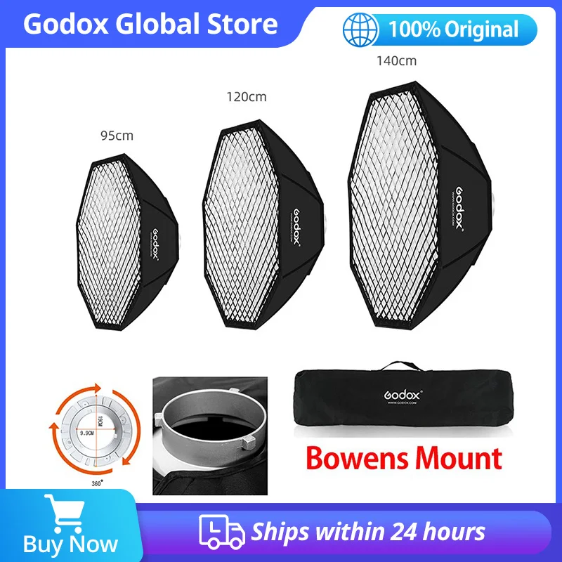 

Софтбокс Godox 95 см 120 см 140 см восьмиугольная сотовая сетка Софтбокс софтбокс с креплением Bowens для студийной вспышки