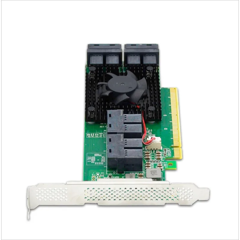 PLX8749 PCIe X16 NVMe SSD Expansion Card 8 Port U2 Adapter for High Speed Storage