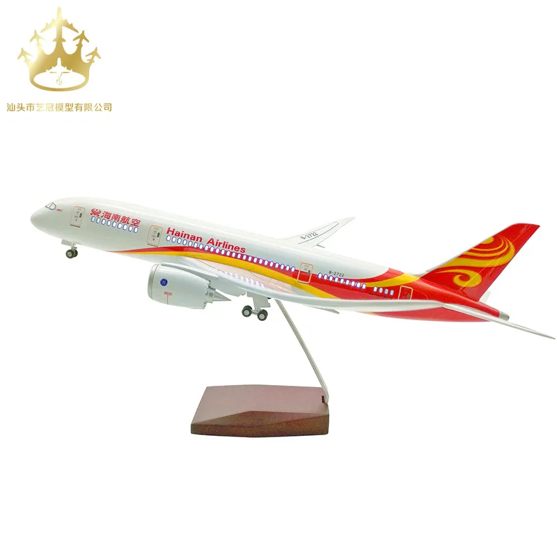 Boeing 787 Hainan Airlines с колесами и огнями, имитационная модель самолета, модель гражданского самолета, модель самолета, орнамент
