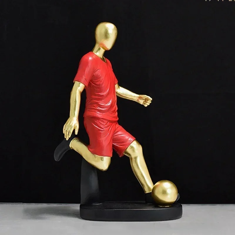 Resin Football Player Character Figurines for Interior Creative Figure Statue Home Living Room Desktop Decor Ornament