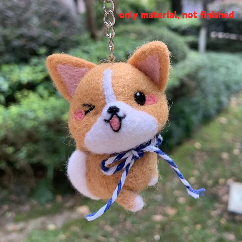 Wool felt poking, poking, music cat simulation animal handmade DIY material package couple cartoon doll gift