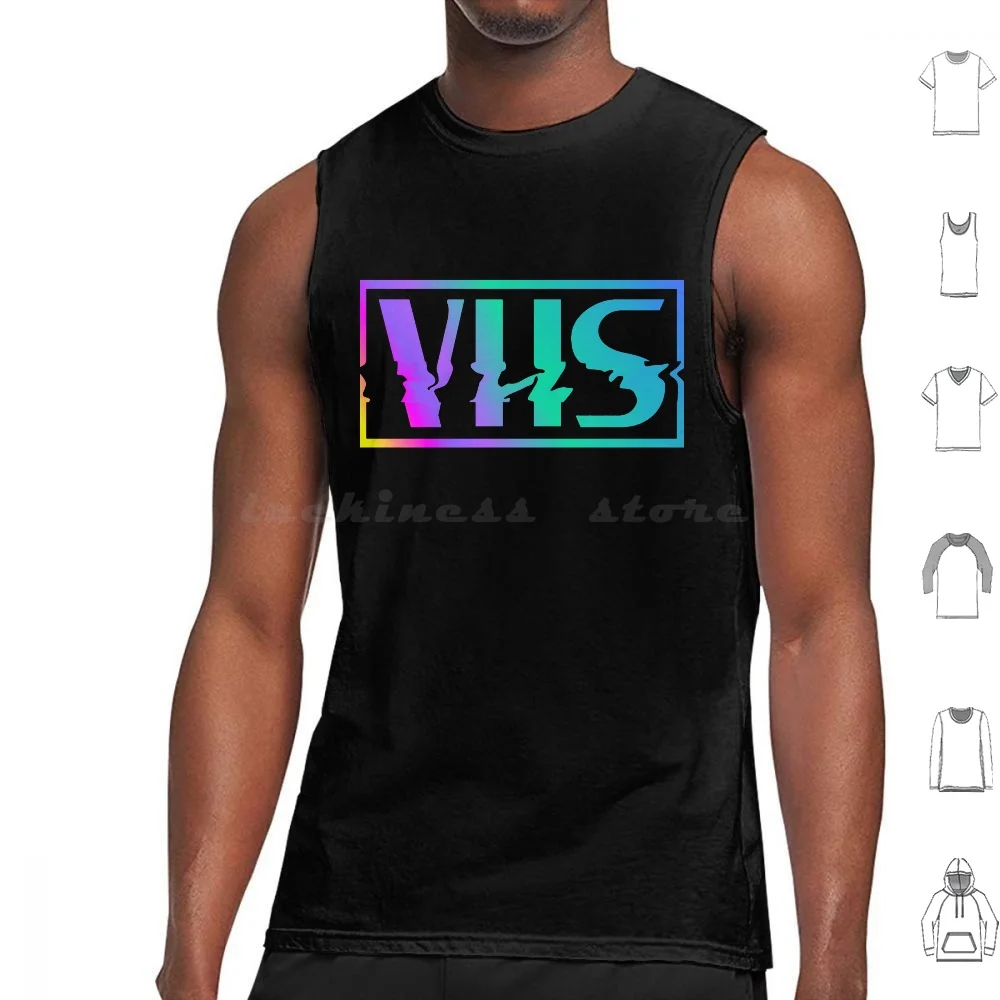 

Retro Vhs Logo Colorful Vaporwave Gradient Tank Tops Print Cotton Vhs Future Funk Vaporwave Vhs Tapes Vhs Cassette Video