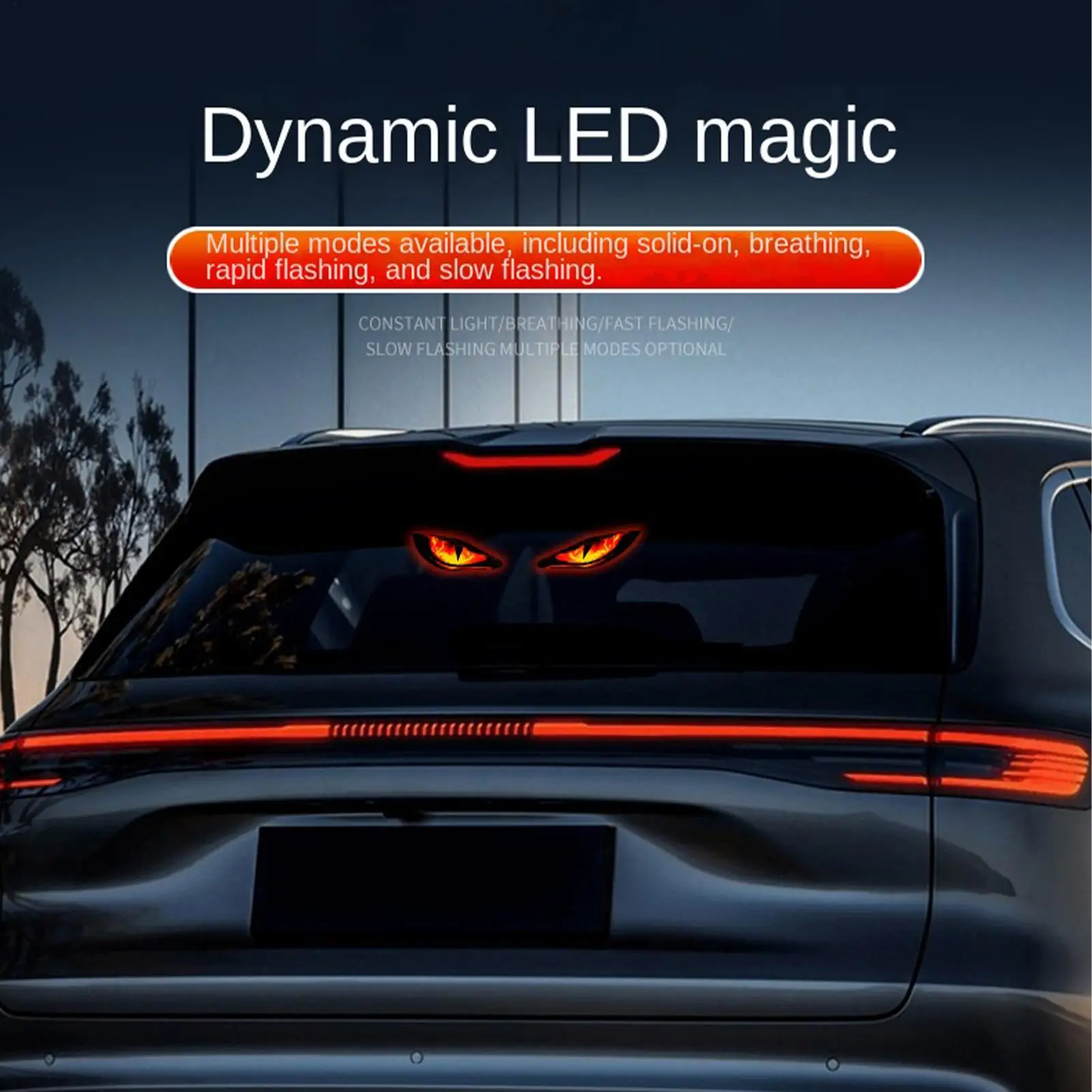 Creative Solar Power Car Demon Eye Light Cool Flashing Warning Light Dynamic Safety Vehicle Signal Lights Universal