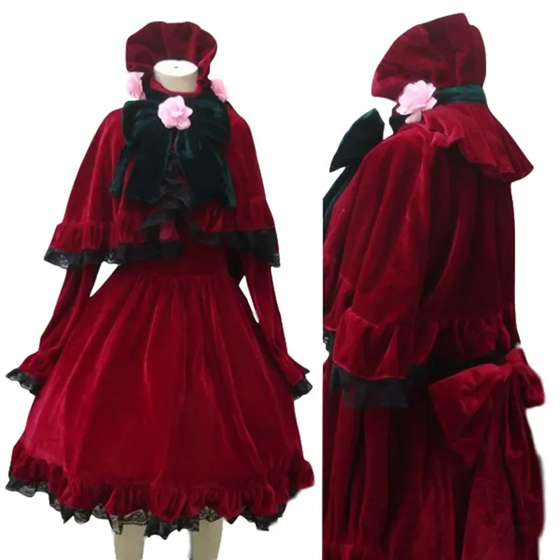 Cosplay  Anime Rozen Maiden Pure Ruby Cosplay Shinku Red Dress Halloween Costume Custom Made