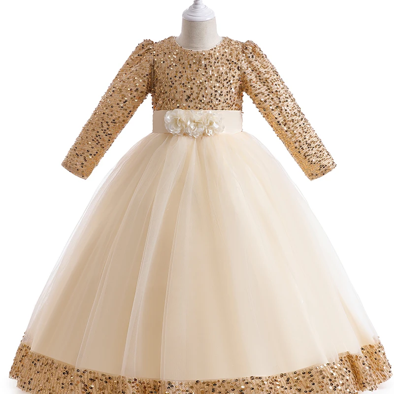 

Girls Bridesmaid Dress Kids Baby Flower Party Sequins Dresses Wedding princess