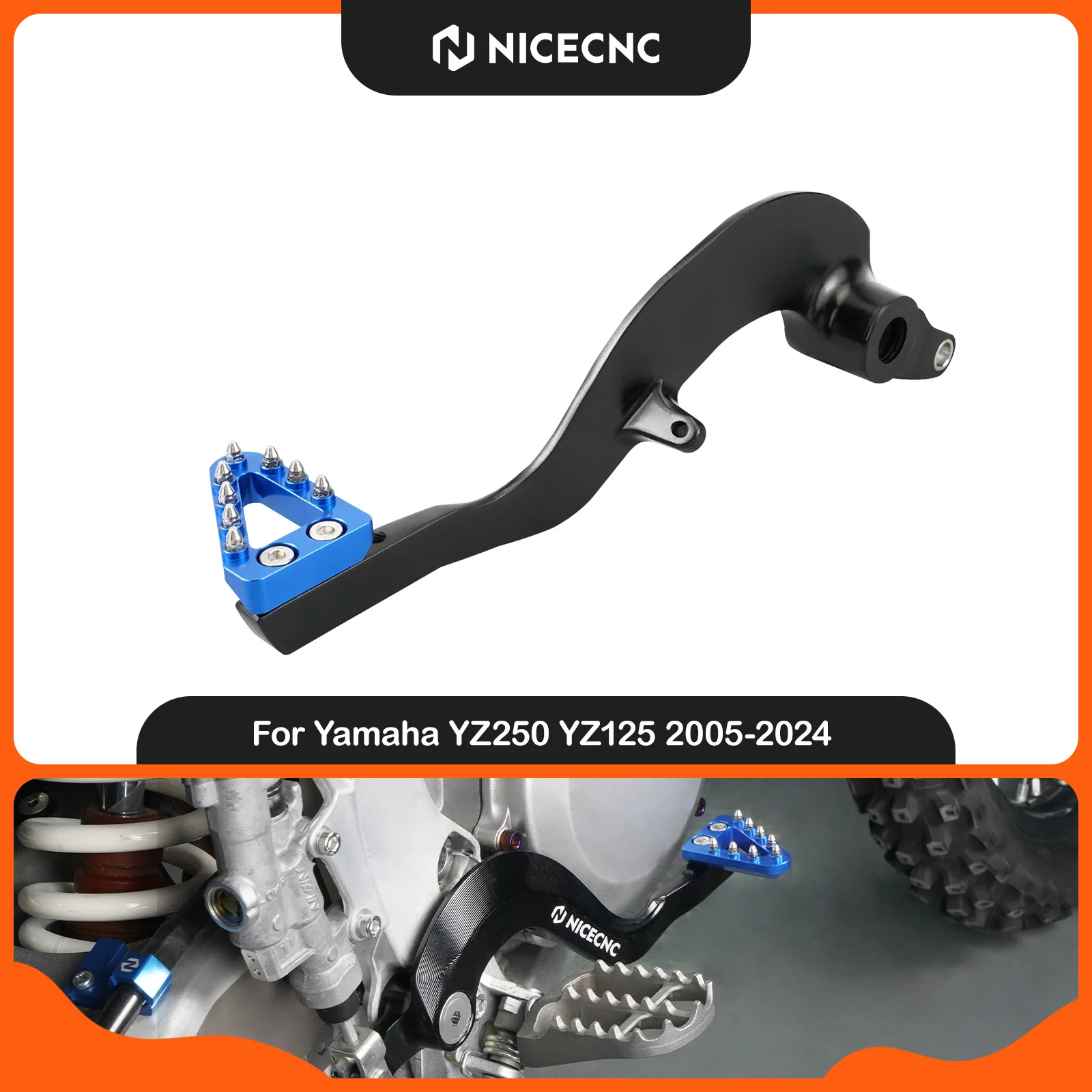 NICECNC For Yamaha YZ 125 YZ125 YZ250 2005-2024 YZ125X 2017-2023 YZ250X 2016-2023 Adjustable Forged Aluminum Brake Pedal Lever