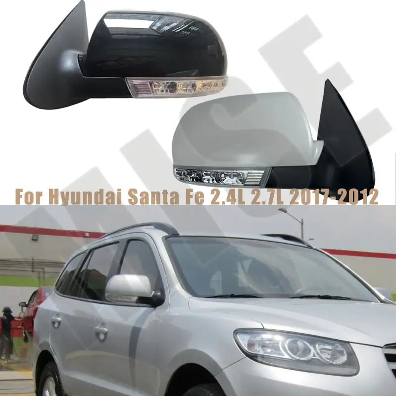 

For Left Right Car Folding Side Rearview Mirror For Hyundai Santa Fe 2.4L 2.7L 2007 2008 2009 2010 2011 2012 8PINS With Lamp