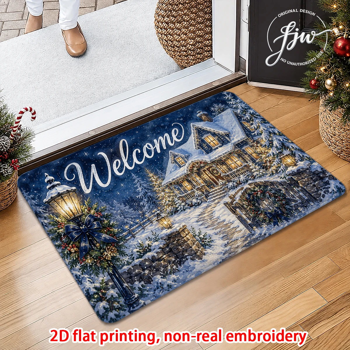 1pc Christmas Welcome Winter Door Mat Decor Home decoration entrance hall balcony