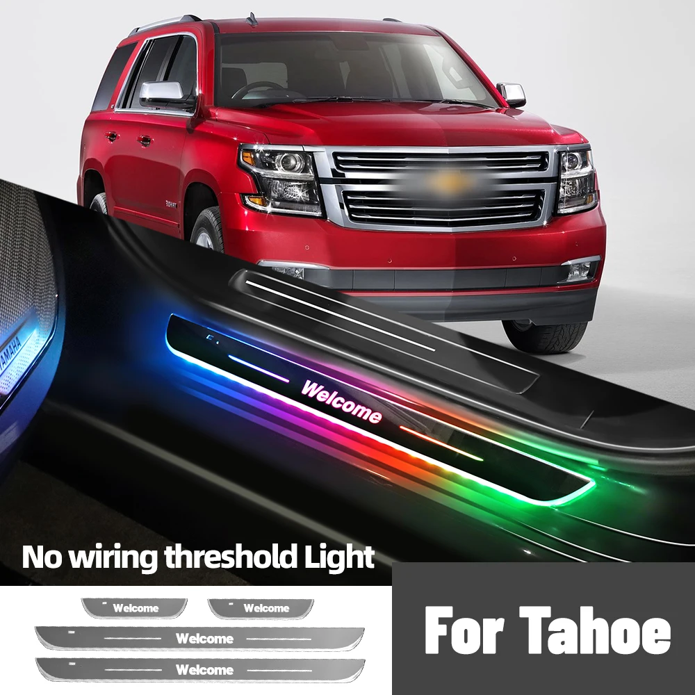 

For Chevrolet Tahoe MK2 2000-2020 2018 2019 Car Door Sill Light Customized Logo LED Welcome Threshold Pedal Lamp Accessories