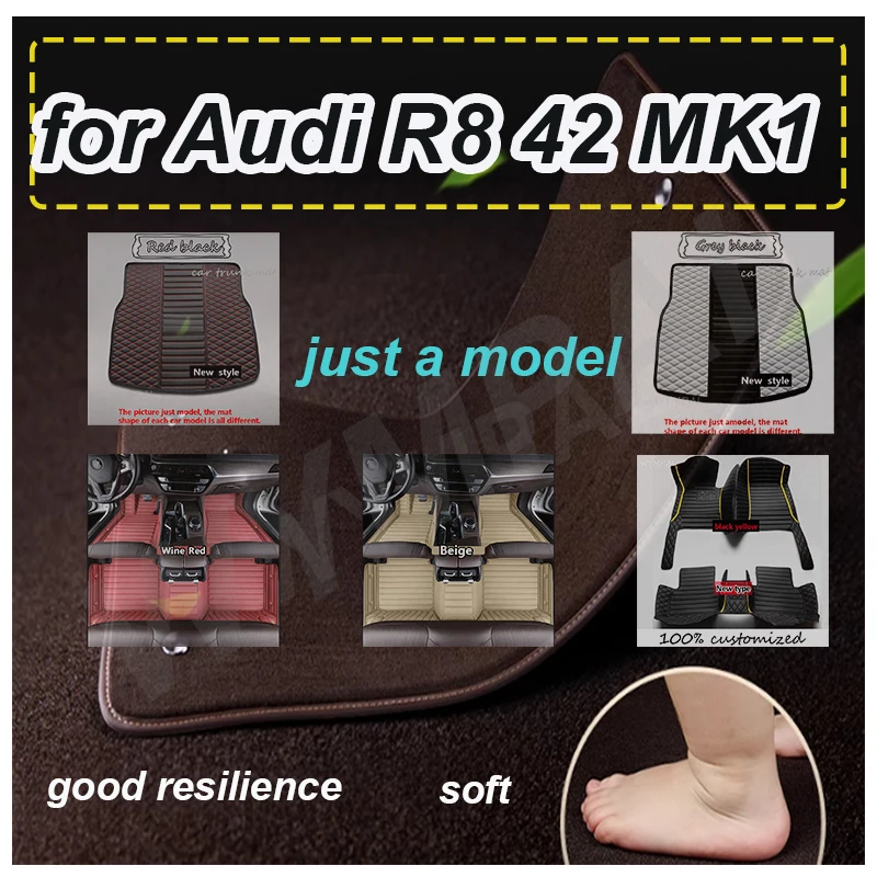 

LUXURY Car Mats For Audi R8 42 MK1 2006~2015 Auto Floor Mat Luxury Leather Waterproof Rug Anti Dirt Pad Set Car Interior