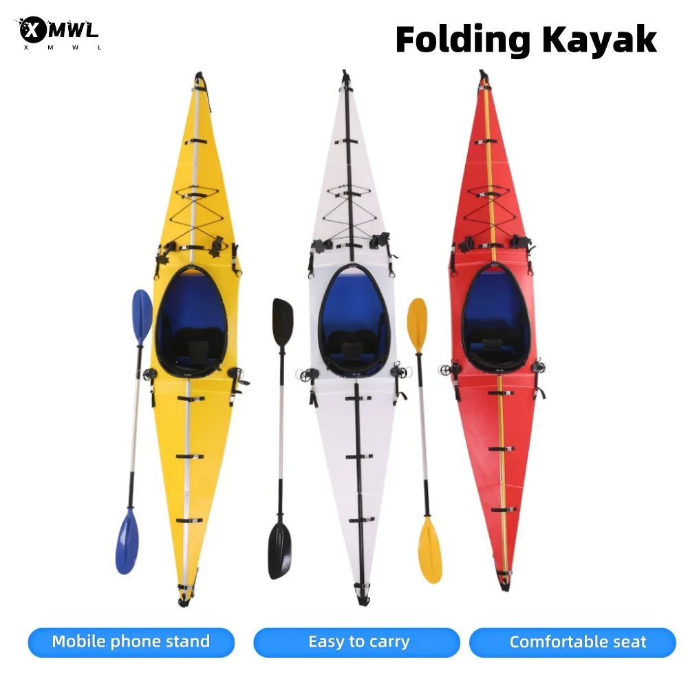 Folding Kayak Canoe Hard Folding Boat Portable Design Single-person Model Lightweight Easy To Install/Transport for Water Sports