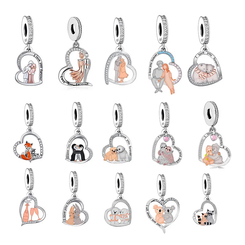 FC Jewelry Fit Original-Charm-Armband aus 925er Silber, Panda, Pinguin, Faultier, Bär, Affe, Tiger, Bulldogge, Fuchs, Katze, Perle zur Herstellung von Berloque