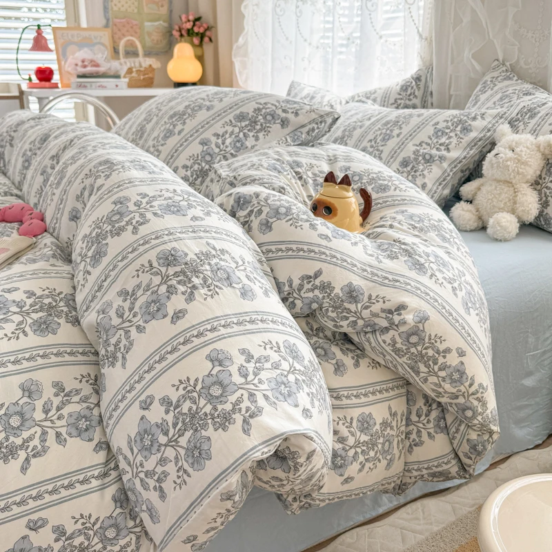 3pcs Plant flower Duvet Cover Set (1*Duvet Cover + 2*Pillowcase, Without Core),soft fabricBedding Set