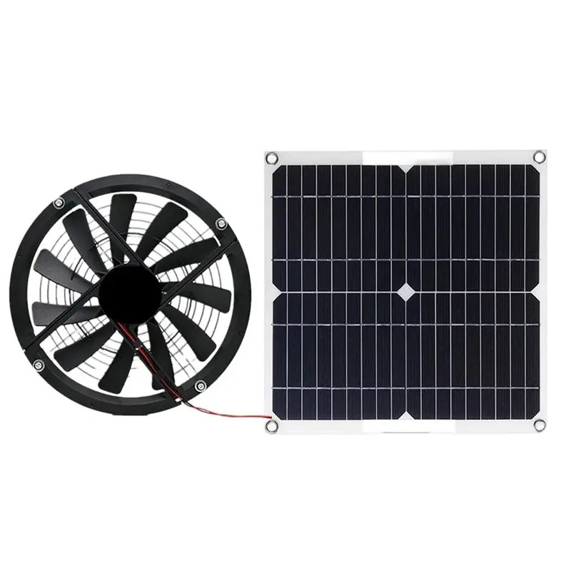 

A83G-100W Exhaust Fan With Solar Panel Set, Round Ventilation Fan For Outdoor Chicken Coop, Shed,And Air Circulation System
