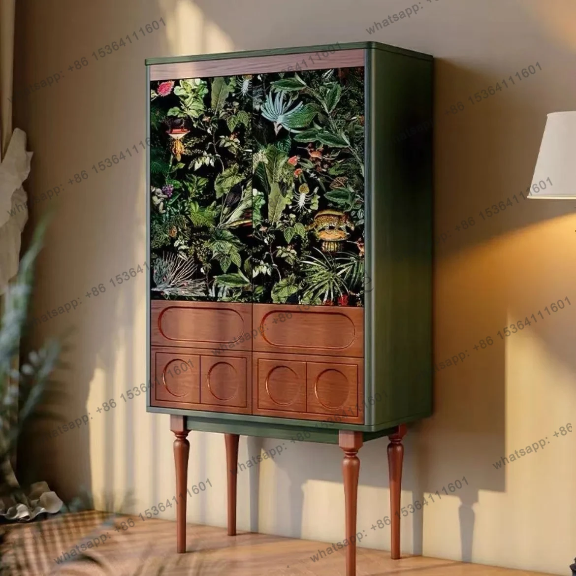 

French solid wood retro living room chest designer medieval side cabinet storage locker storage cabinet