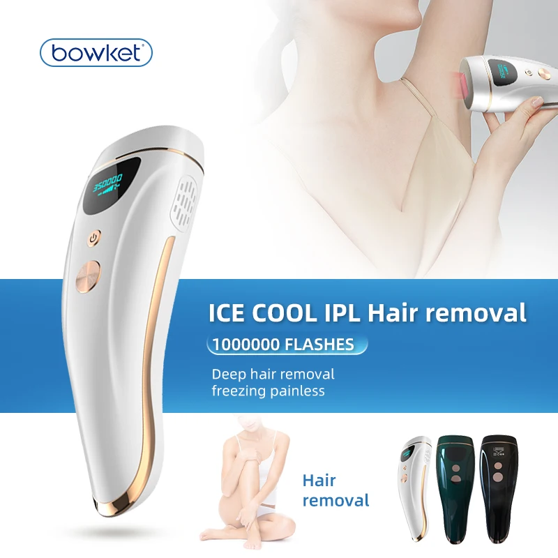آلة إزالة الشعر بالليزر الصغيرة المحمولة IPL للسيدات من BOWKET، جهاز إزالة الشعر بالليزر الجديد بنقطة التجمد