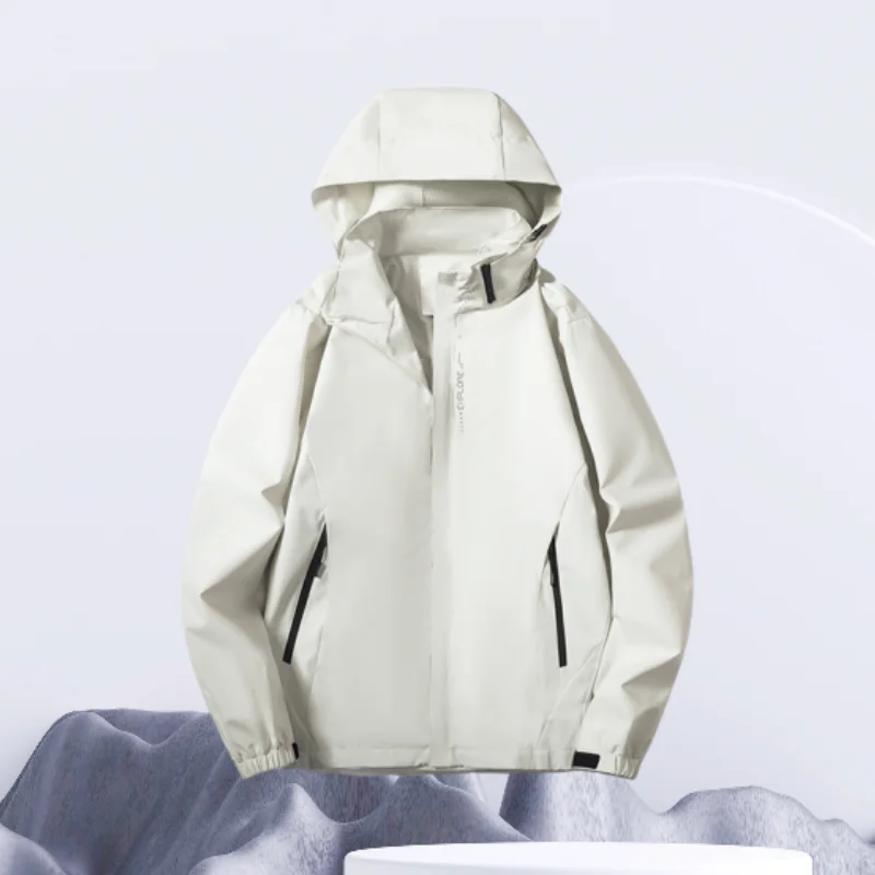 

Men's and women's embroidered spring, autumn, winter waterproof outdoor single-layer windproof assault jacket, detachable hat, c