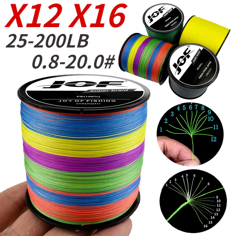 X12 X16 PE Super Strong 25-200LB Big Game Multifilament Braided Fishing Line 100M Smooth Durable Main Wire Diameter 0.14mm-0.8mm