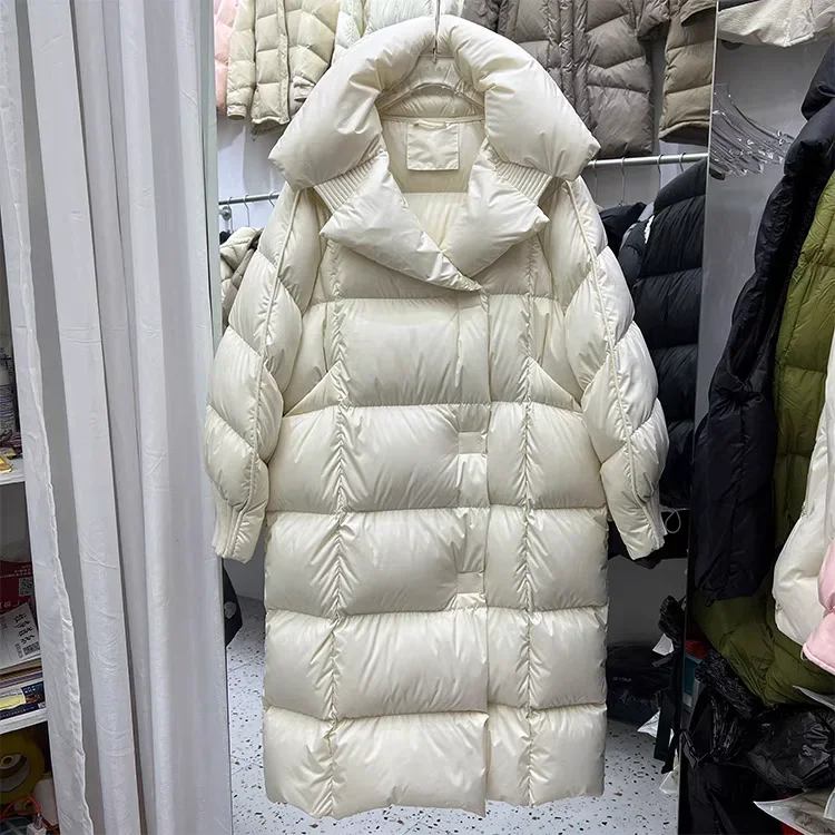 2024 Winter New Women\'s Down Jacket Loose Commuting Leisure Warm Suit Collar White Duck Down Parkas