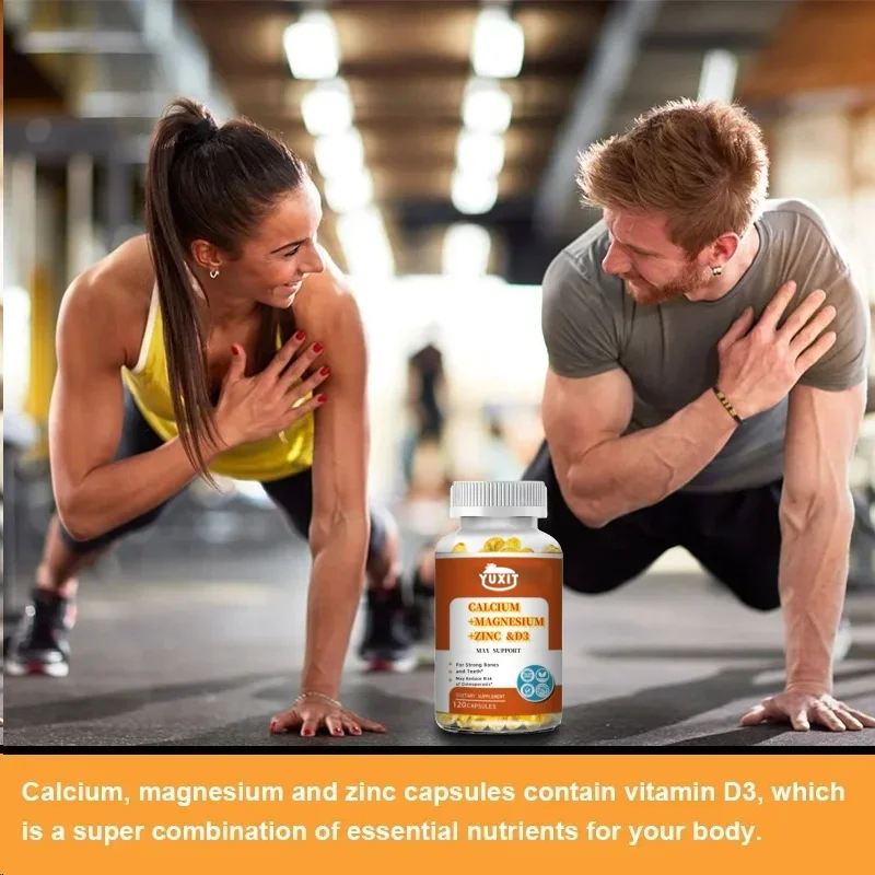 YUXIT Calcium Magnesium Zinksupplement, met vitamine D3, sterke botten en tanden, gemakkelijk te slikken capsules