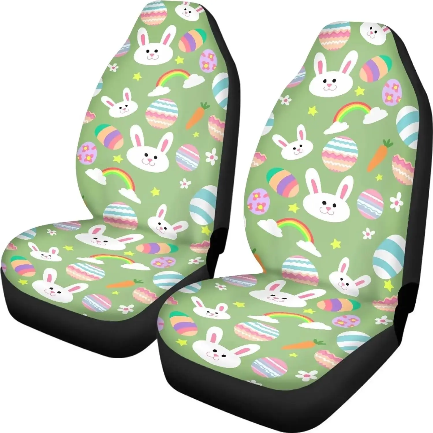 

Easter Bunny Cartoon Cloth Car Seat Covers for Front Seats SUV Truck Van Sedans Bucket Seat Covers for Women Men Washable