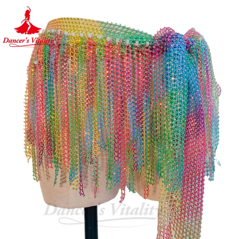 JODiamond-Écharpe de hanche de taille de danse du ventre avec pompon multicouche, ceinture de performance de costume de ventre, nouveau