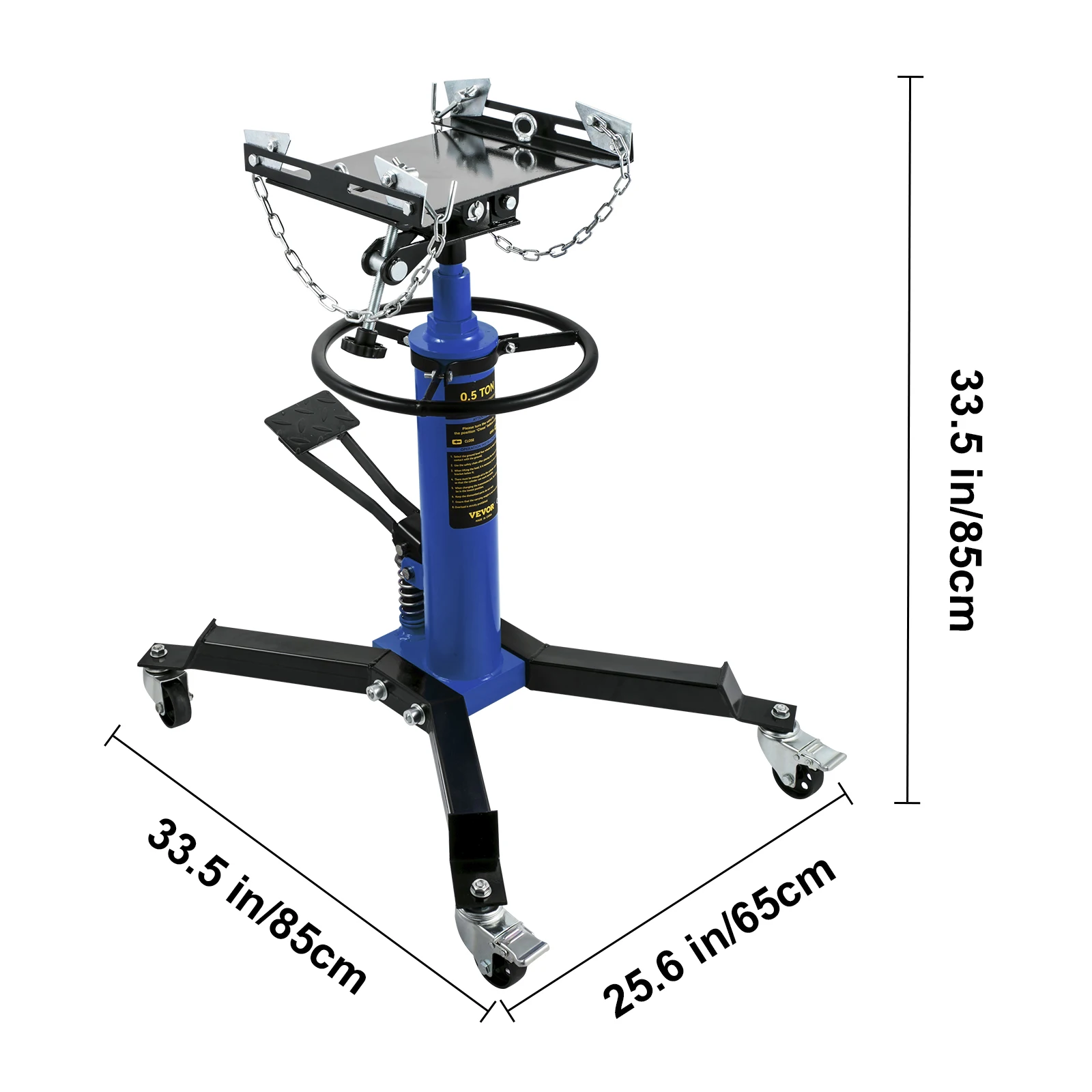 VEVOR Martinetto di Trasmissione da 1100 Libbre, Martinetto Idraulico della Trasmissione ad Alto Sollevamento, Jack a Trasmissione Verticale con 4