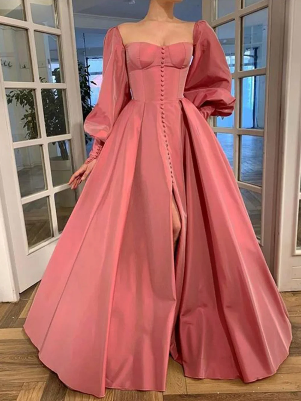 

Elegant and simple A-line Sweetheart backless Evening dress Long sleeve long formal occasion party ball dress custom new 2024