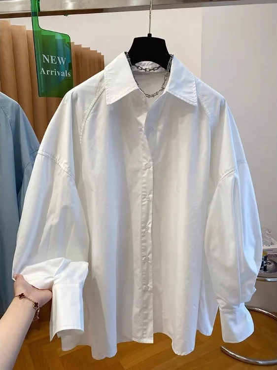 

Summer New Style Korean Lazy Casual Pure Cotton Long Sleeve Women's Shirt Shape Personality Super Beautiful Top Sunscreen Shirt