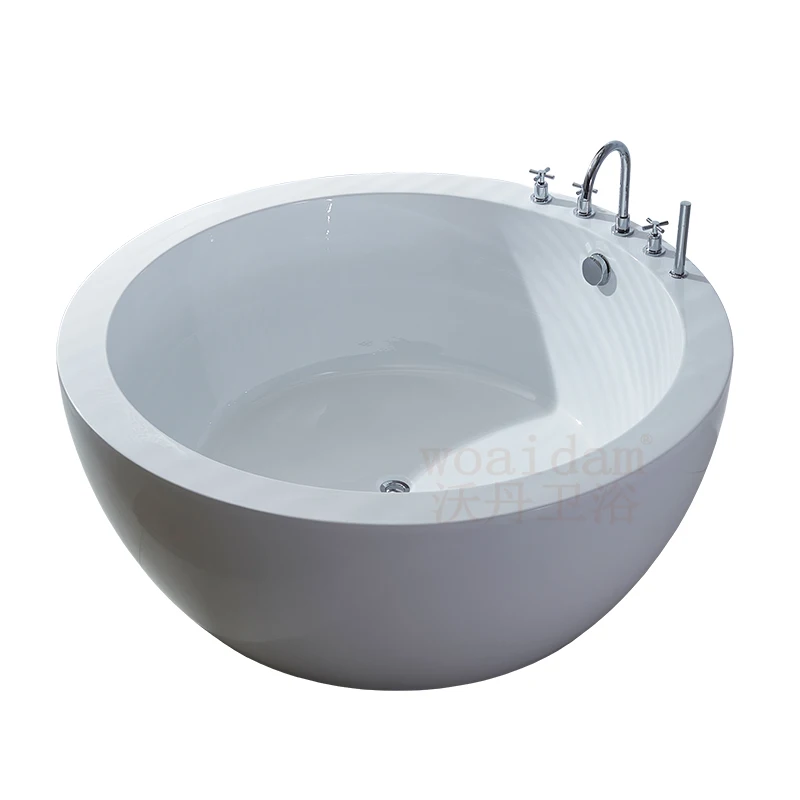 Independent round Bathtub Home Theme Hotel Color Thin Edge  Couple Massage Bathtub