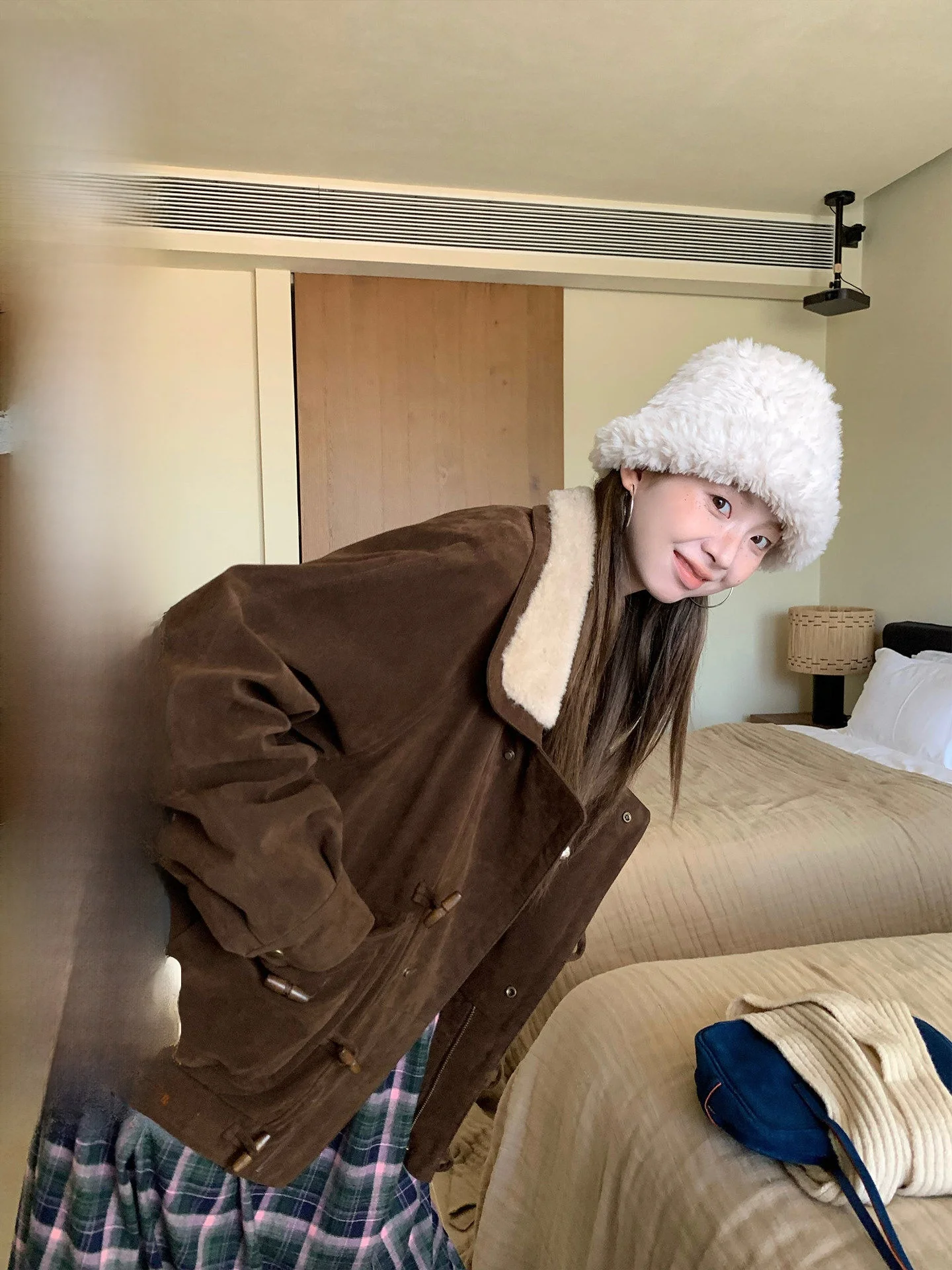 

COK Korean Sle Winter Jaet Women's ort Coat Heavyweight Faux Fur Collar Cotton Warm Long Sve Button up