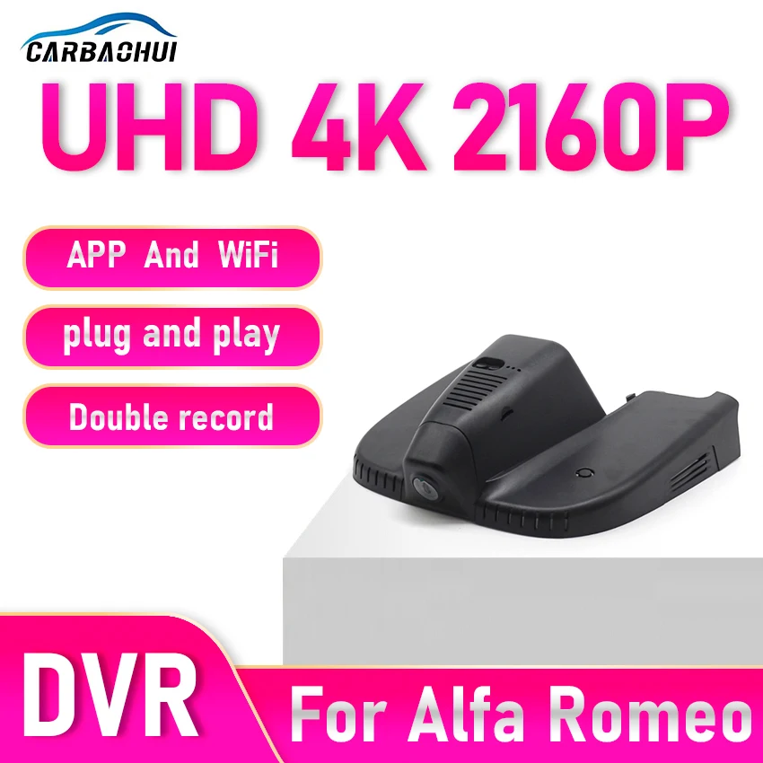 New! 4K 2160P Easy to install Car DVR WIFI Video Recorder Dash Cam Camera For Alfa Romeo Stelvio Giulia 952 949 2018-2025