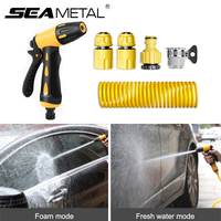 SEAMETAL Telescopic Water Pipe Car Wash Water Gun High Pressure Adjustable Spray Nozzle Clean Kit Extension Hose Car Washer Gun