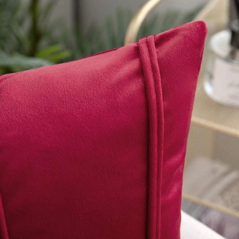 2PCS 30X50CM Black Red Stripe Velvet Throw Pillow Cover Boho Farmhouse Orange Cushion Cover Modern Throw Square Cozy Pillowcase