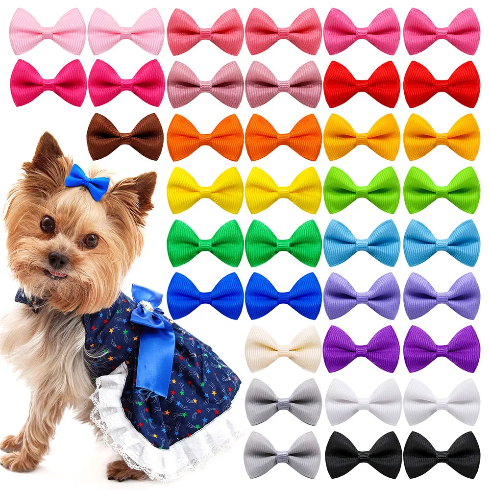 100pcs in pairs Solid Hair Clips For Dog Hair Bows Pet Puppy Hair Clips Cute Small Dog Cat Bowknot Dogs Grooming Accessories