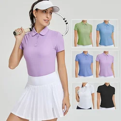 Dames Tennis T-shirt met korte mouwen Lente/zomer Polokraag Zweetabsorberende tops Dames Koeling Fitness Sportshirt Yoga