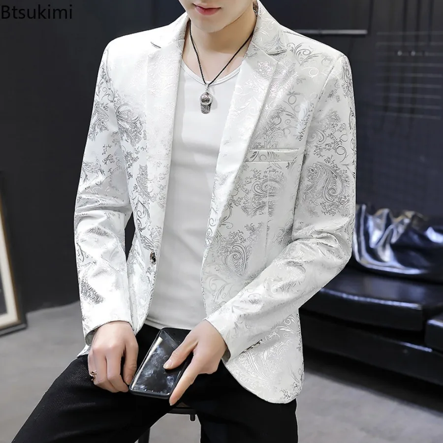 2026 New Men's Suit Jackets Fashion Slim Fit Boutique Business Bronzing Design Men Evening Party Dress British Style Blazer Coat