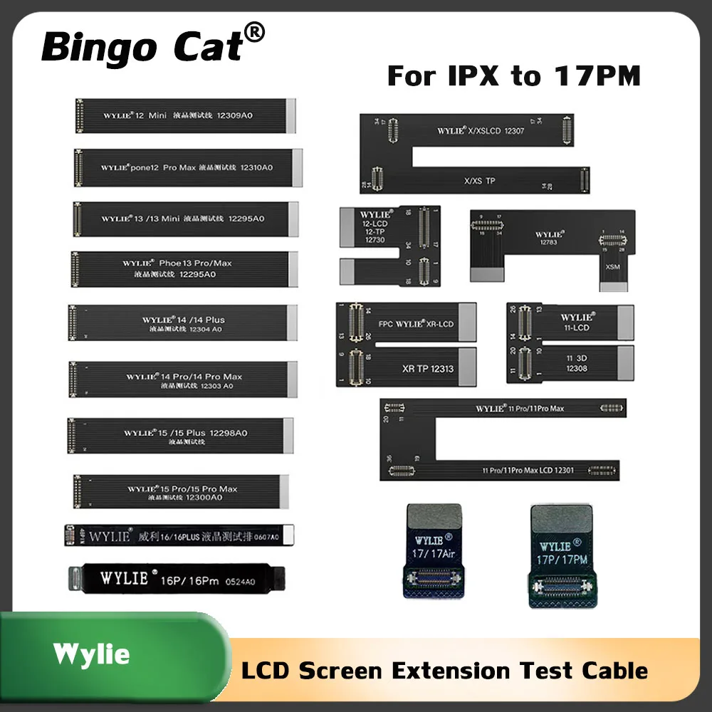 

WYLIE ЖК-экран, ремонтный гибкий кабель для IPhone 17 Air 17Pro 14 Plus 15 16 Pro Max, 3D сенсорный дисплей, тестовые провода, инструмент