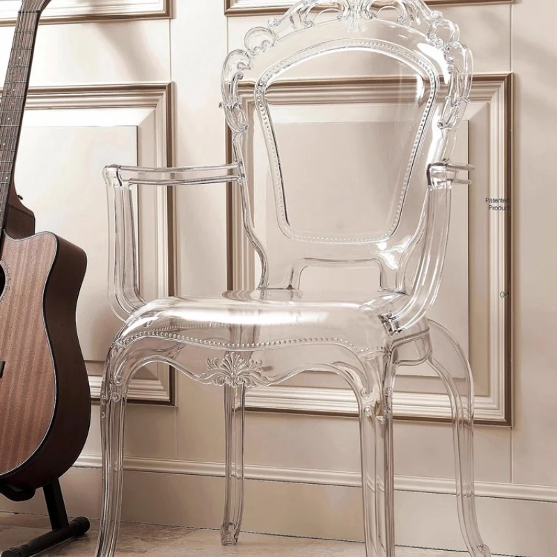 

Princess chair acrylic backrest transparent crystal dining ghost stool makeup retro hotel court