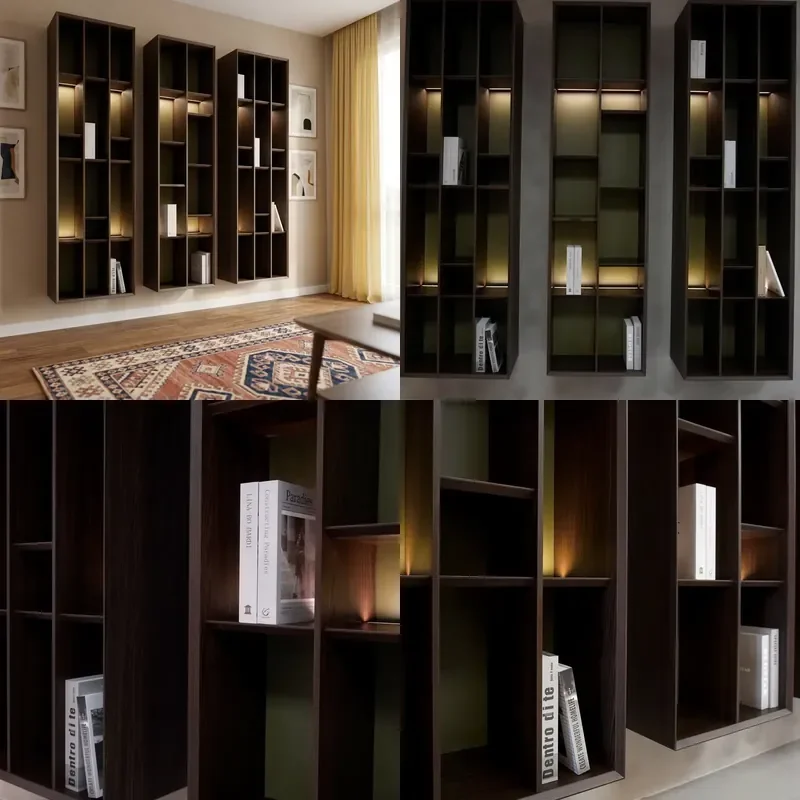Denmark Villa Project Modern Wood Wall Mounted Bookcase Invisible Joinery Lamello Design Custom OEM for Study Room